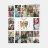 In Loving Memory 24 FotoCollage Cross with Wings Fleecedecke (Vorderseite)