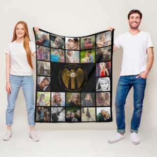 In Loving Memory 24 FotoCollage Cross with Wings Fleecedecke