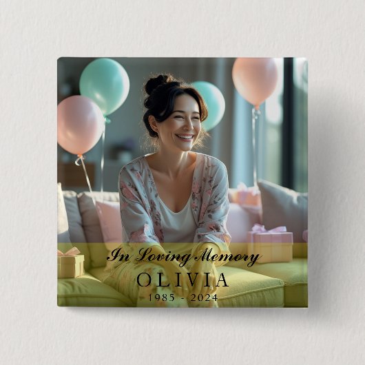 In Loving Memory 2 Inch Square Custom Photo Button (Vorderseite)