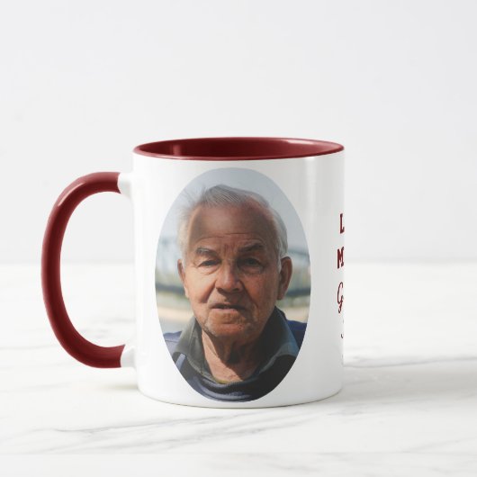 In Loving Memory 2 Photo Memorial Keepsake Maroon Tasse (Links)