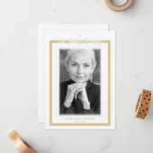 In Loving Memory B&W Golden Photo Service Dear Mitteilungskarte (Vorderseite/Rückseite Beispiel)