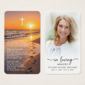 In Loving Memory Beach Sunset Photo Prayer Card (Vorne & Hinten)