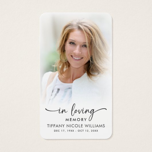 In Loving Memory Beach Sunset Photo Prayer Card (Rückseite)