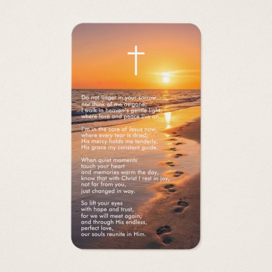 In Loving Memory Beach Sunset Photo Prayer Card (Vorderseite)