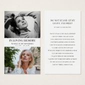 In Loving Memory Before & After Prayer Card (Vorne & Hinten)