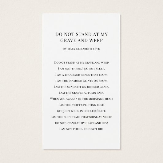 In Loving Memory Before & After Prayer Card (Rückseite)