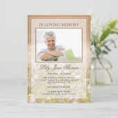 In Loving Memory Beige Meadow Funeral Photo Einladung (Stehend Vorderseite)