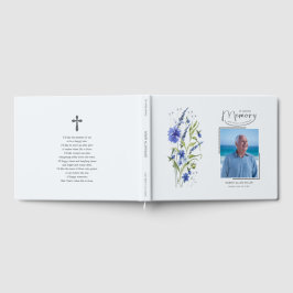 In Loving Memory Blue Floral Funeral Guest Book Gästebuch