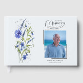 In Loving Memory Blue Floral Funeral Guest Book Gästebuch (Vorderseite)
