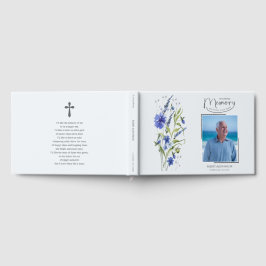In Loving Memory Blue Floral Funeral Guest Book Gästebuch