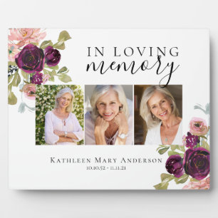 In Loving Memory Blumen-Foto-Gedenk-Tribut Fotoplatte