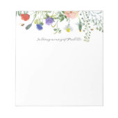 In Loving Memory Cards Wildflower Notizblock (Vorderseite)