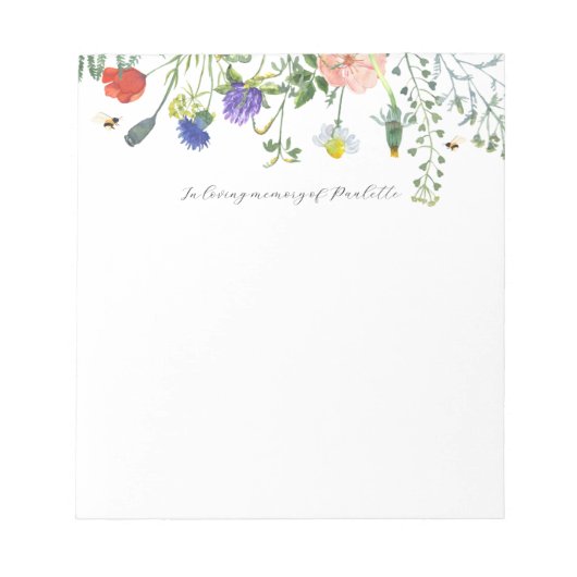 In Loving Memory Cards Wildflower Notizblock (Vorderseite)