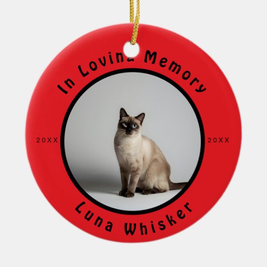 In Loving Memory Cat Photo Memorial Keramik Ornament (Vorne)