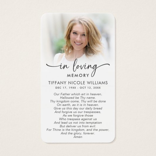 In Loving Memory Christian Prayer Cards (Rückseite)