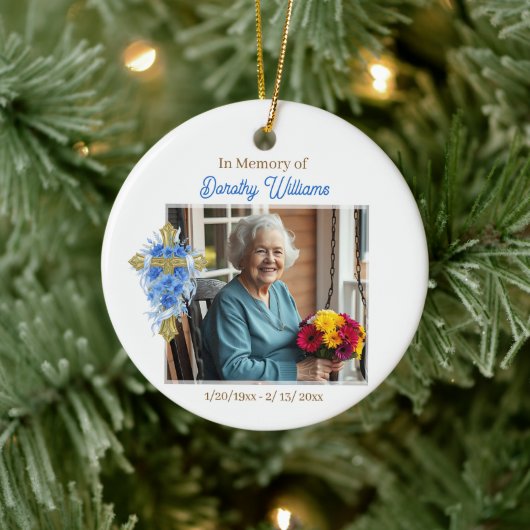 In Loving Memory | Christmas Photo Memorial Keramik Ornament (Baum)