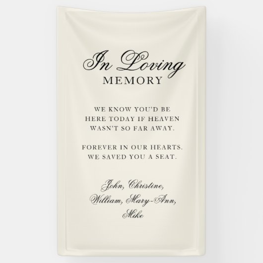"In Loving Memory" Classic Wedding Memorial Beige Banner (Vertikal)