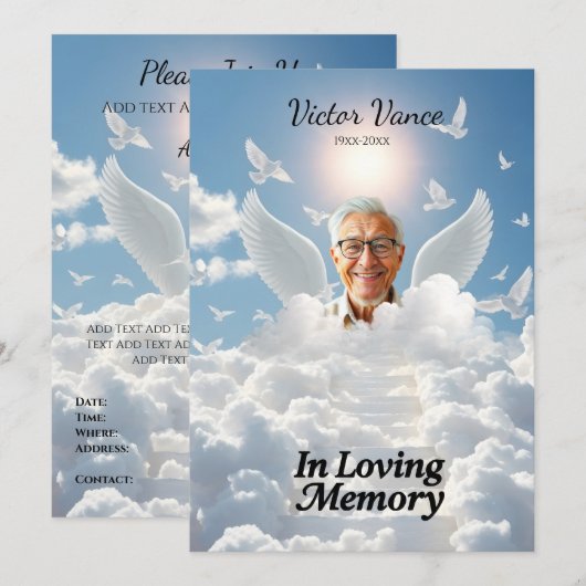 In Loving Memory,Custom card, rip, tribute, Einladung (Vorne/Hinten)
