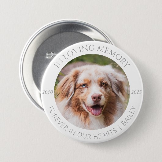 In Loving Memory Custom Pet Photo & Name Badge Button (Vorne & Hinten)
