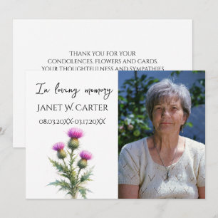 In Loving Memory Distel Schottische Blumen Trauerf Einladung