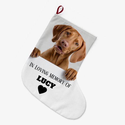 In Loving Memory | Dog Photo Christmas Stocking Großer Weihnachtsstrumpf (Vorderansicht (hängend))