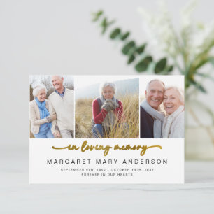 In Loving Memory   Drei Fotos Trauerkarte Mit Beil Dankeskarte