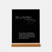 In Loving Memory Einfache Hochzeit Schwarz Acrylschild (Vorderseite)