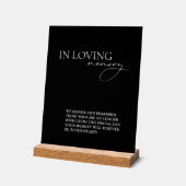 In Loving Memory Einfache Hochzeit Schwarz Acrylschild (Winkel)