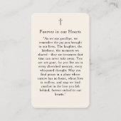 "In loving Memory" Elegant Beige Photo Prayer Visitenkarte (Rückseite)