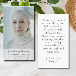 In Loving Memory Elegant Photo Prayer Cards Visitenkarte