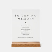 In Loving Memory Elegant Wedding Acrylic Sign Acrylschild (Vorderseite)