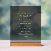"In Loving Memory" Elegant Wedding Memorial  Acrylschild (Neutral)