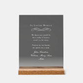 "In Loving Memory" Elegant Wedding Memorial  Acrylschild (Vorderseite)