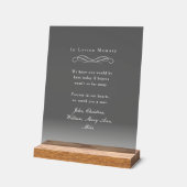 "In Loving Memory" Elegant Wedding Memorial  Acrylschild (Winkel)