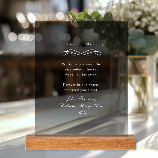 "In Loving Memory" Elegant Wedding Memorial  Acrylschild