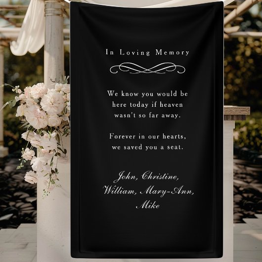 "In Loving Memory" Elegant Wedding Memorial Black Banner