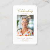 "In loving Memory" Elegant White Photo Prayer  Visitenkarte (Vorderseite)