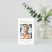 "In loving Memory" Elegant White Photo Prayer  Visitenkarte (Stehend Vorderseite)