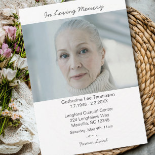 In-Loving-Memory-Elegante moderne Foto-Traueranzei Einladung
