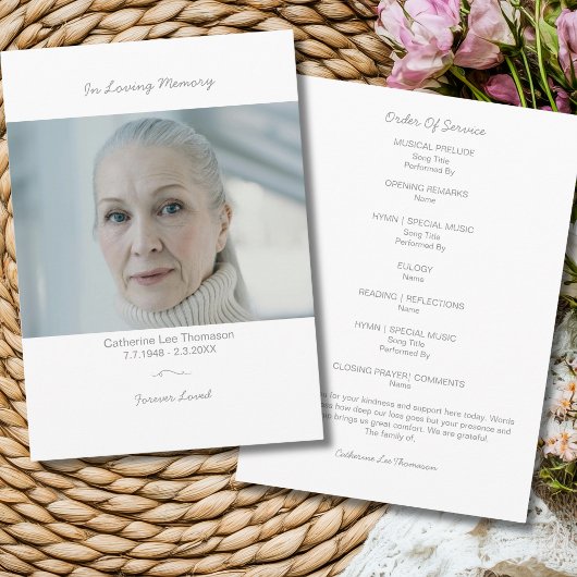 In Loving Memory Elegantes Bestattungs-Foto-Progra Programm