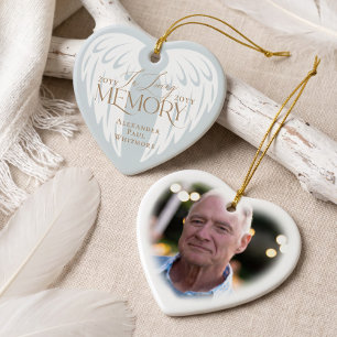 In Loving Memory Engel Flügel Foto Herz Andenken Keramik Ornament