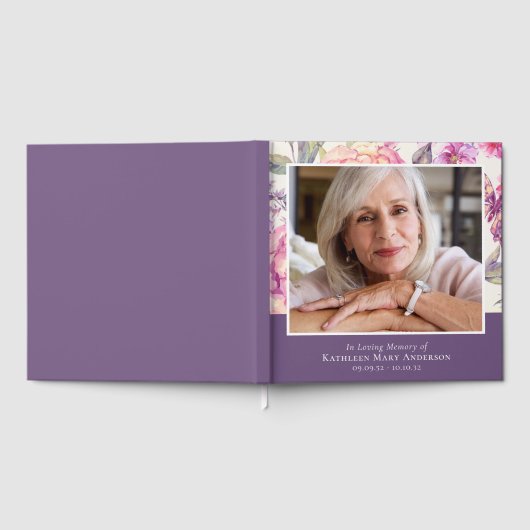 In Loving Memory Floral Beerdigung 12x12 Gästebuch (Voll)