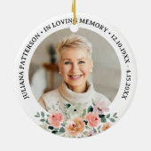 In Loving Memory Floral Funeral Memorial Photo Keramik Ornament (Hinten)