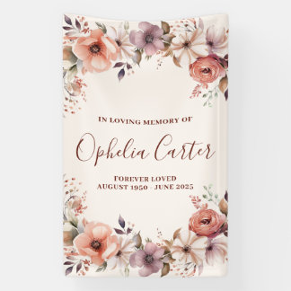 In Loving Memory Floral Watercolor Custom Name Banner