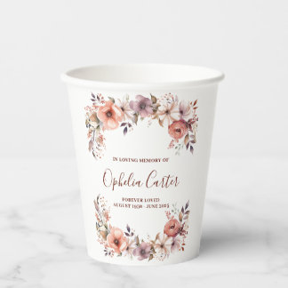 In Loving Memory Floral Watercolor Custom Name Pappbecher