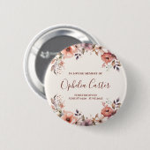 In Loving Memory Florale Aquarell benutzerdefinier Button (Vorne & Hinten)