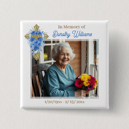 In Loving Memory | Foto-Andenken Button (Vorderseite)