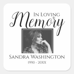 In Loving Memory   Foto-Gedenkkissen Quadratischer Aufkleber