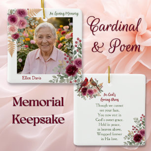 In Loving Memory   Foto & Gedicht Kardinal Keramikornament