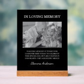 In Loving Memory Foto Hochzeit Schwarz Weiß Acrylschild (Neutral)